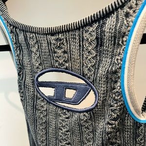 Diesel Pointelle Bodysuit with Oval D Curl Cutout - Blue